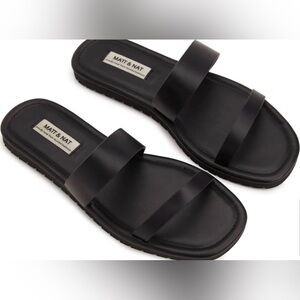 Matt & Nat Black Double-Strap Vegan Slide Sandals